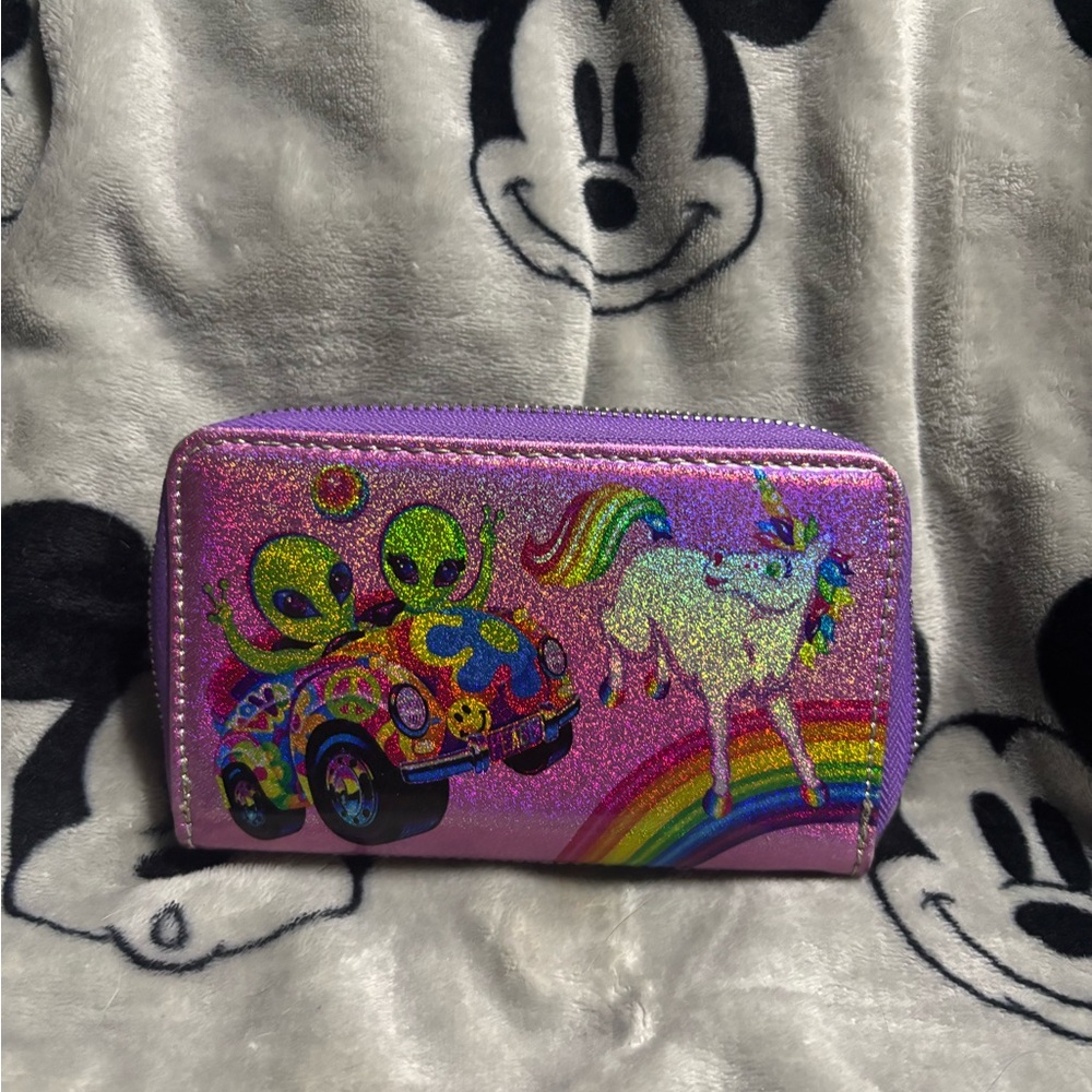 Lisa Frank x Loungefly Pink Wallet with Aliens and Unicorn